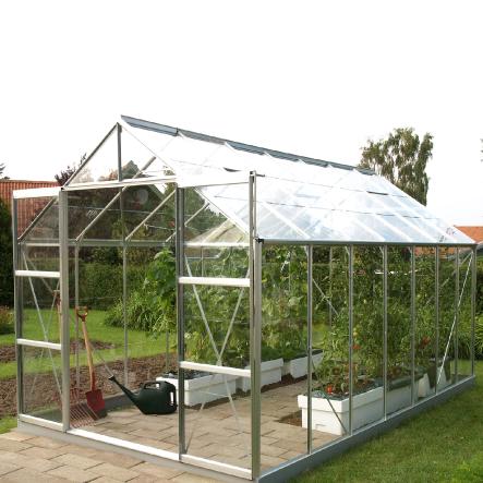 Serre de jardi en verre trempé LAURUS  11,30 m². Aluminium naturel - 1699.00€ Livraison comprise