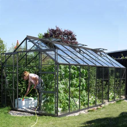 Serre de jardin en verre trempé LAURUS  14,40 m². Laqué anthracite - 2199.00€ Livraison comprise