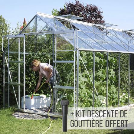 Serre de jardin en verre trempé LAURUS  12.90m² . Aluminium naturel - 1869€ Livraison comprise