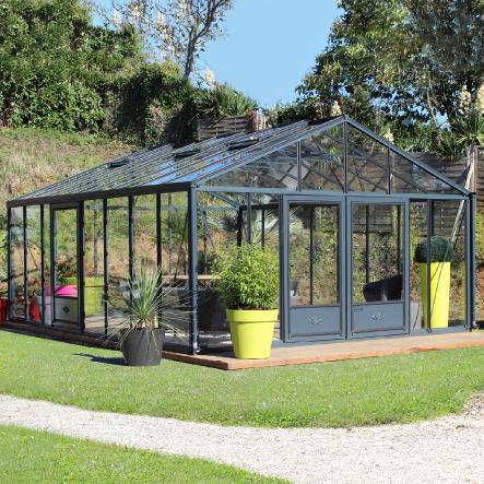 Serre de jardin en verre trempé SUPRA 34,70 m² - Coloris RAL au choix - 13 900.00€ Livraison comprise
