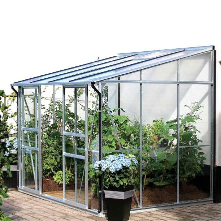 Serre de jardin en verre trempé adossée MELISSA 4900. Aluminium naturel - 939.00€ Livraison comprise