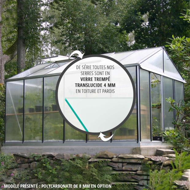 Serre de jardin en verre trempé LUXIA 10,80 m² - Coloris RAL au choix -  5200.00€ Livraison comprise Crysland 795362/L : Serres tunnels de jardin  pour particuliers et professionnels sur Internet et